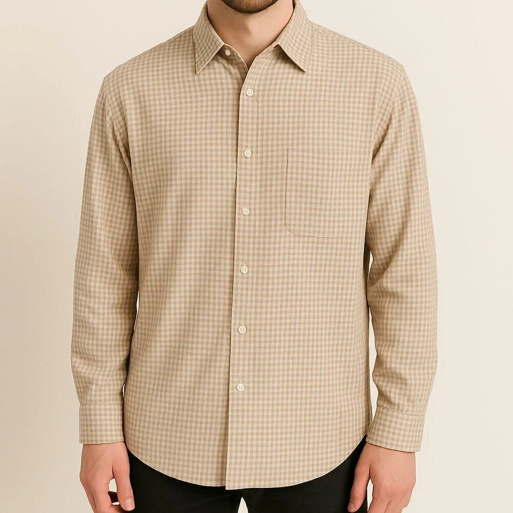Polo Ralph Lauren Brown Neutral Checkered Button Up Long Sleeve Shirt XL
